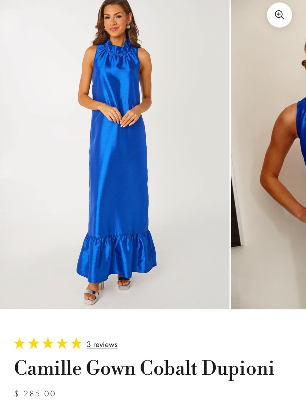 Camille Cobalt Maxi Gown - Sleeveless Ruffle Neck by Abbey Glass